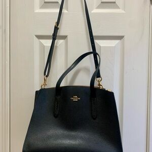 Coach Black Leather Charlie Carryall w Detachable Shoulder Strap